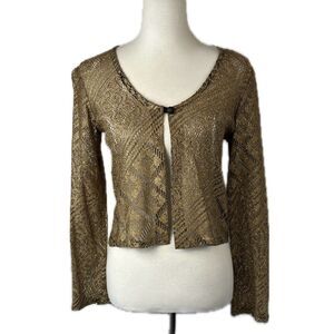 Vintage Be Smart Fairy 90s Y2K Gold Lace Cardigan No Sz Tag S EST Whimsigoth